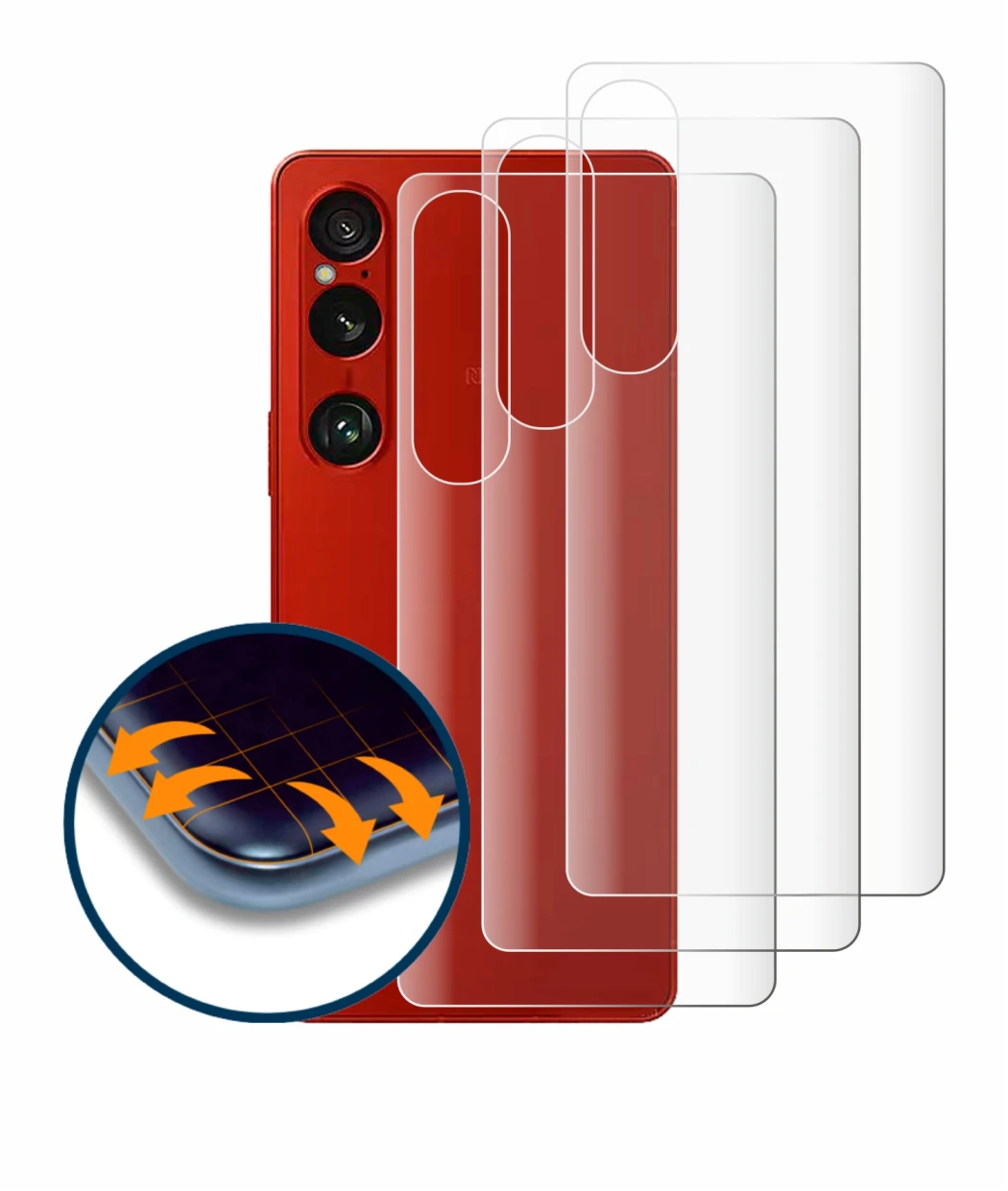 Imagen del dispositivo Sony Xperia 1 VI (Trasero) con una amplia variedad de protectores de pantalla.