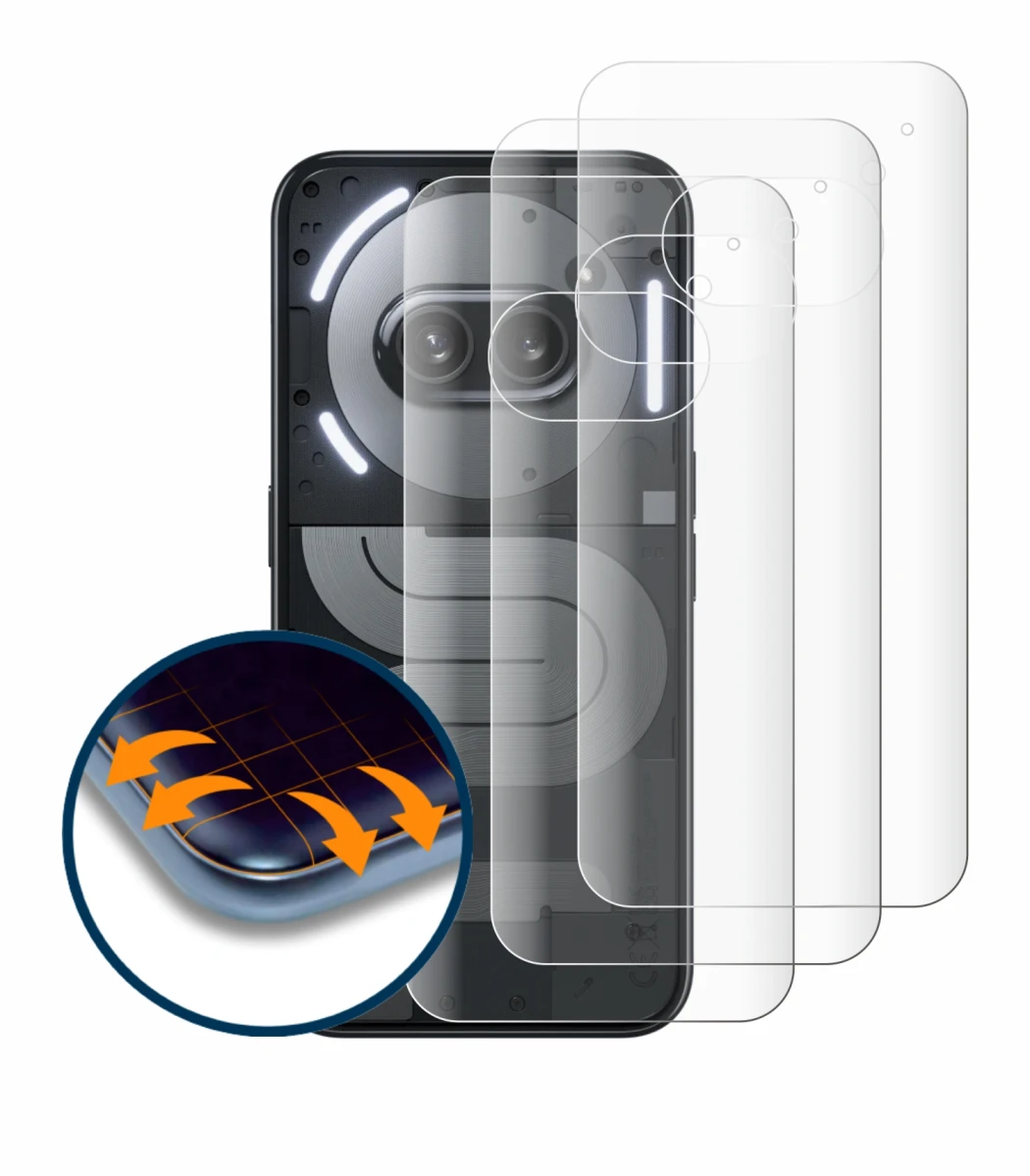 Imagen del dispositivo Nothing Phone (2a) Plus (Trasero) con una amplia variedad de protectores de pantalla.