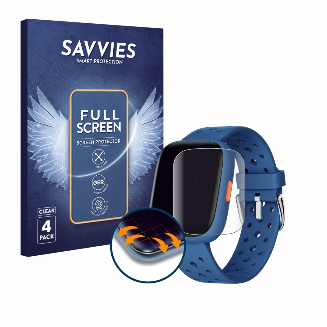 Parte frontal de un envase de producto con el logotipo de la marca Savvies. Al lado se muestra el dispositivo Biggerfive BW02 