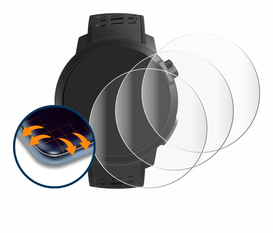 Imagen del dispositivo Coros Pace Pro con una amplia variedad de protectores de pantalla.