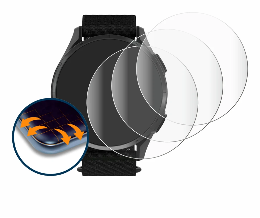 Imagen del dispositivo Garmin Approach S50 con una amplia variedad de protectores de pantalla.