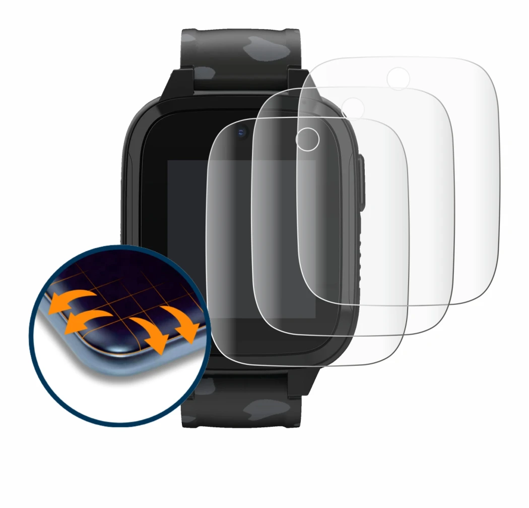 Imagen del dispositivo Xplora XGO3 (2da Gen.) con una amplia variedad de protectores de pantalla.