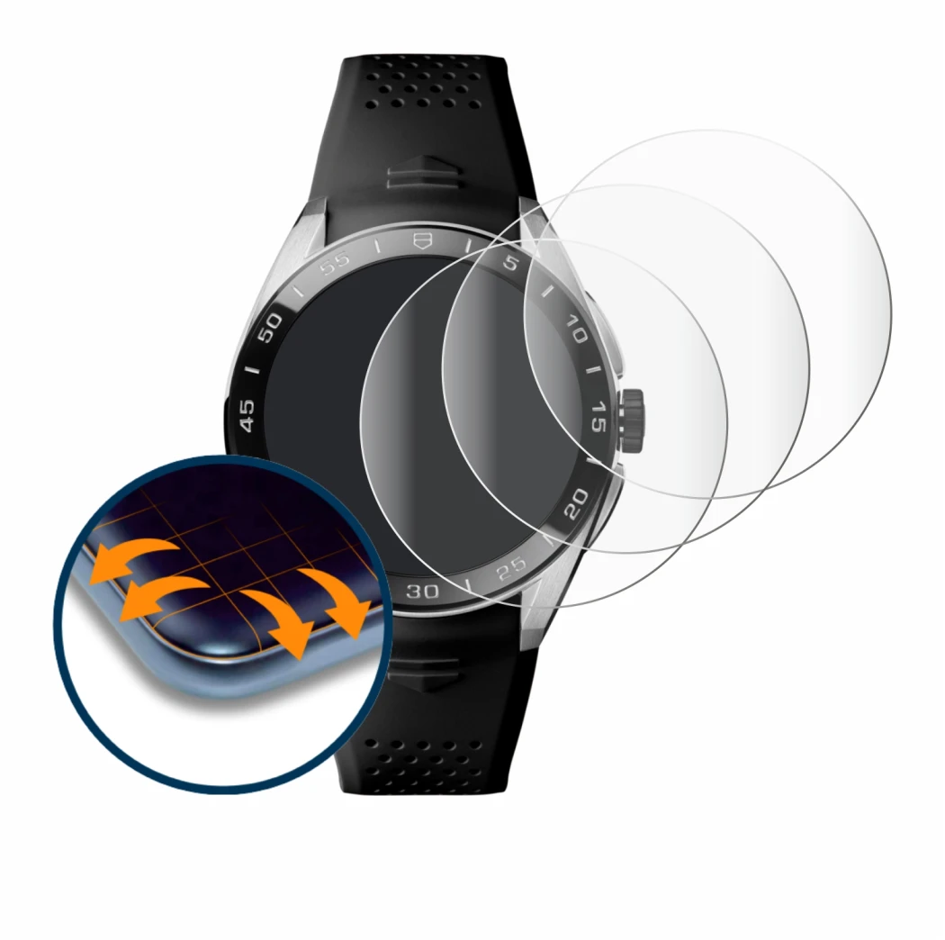 Imagen del dispositivo TAG Heuer Connected Calibre E5 (45 mm) con una amplia variedad de protectores de pantalla.