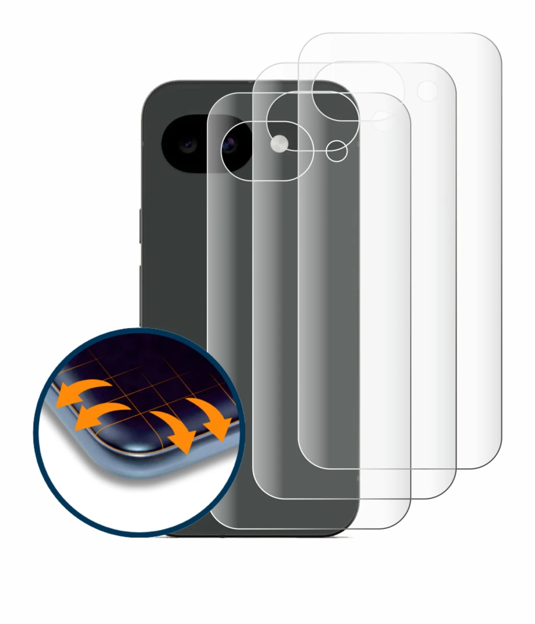Imagen del dispositivo Google Pixel 10a (Trasero) con una amplia variedad de protectores de pantalla.