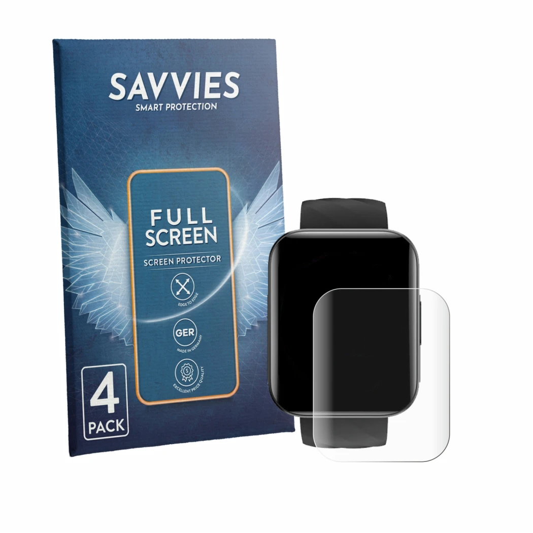 Parte frontal de un envase de producto con el logotipo de la marca Savvies. Al lado se muestra el dispositivo Dakofied D1B con