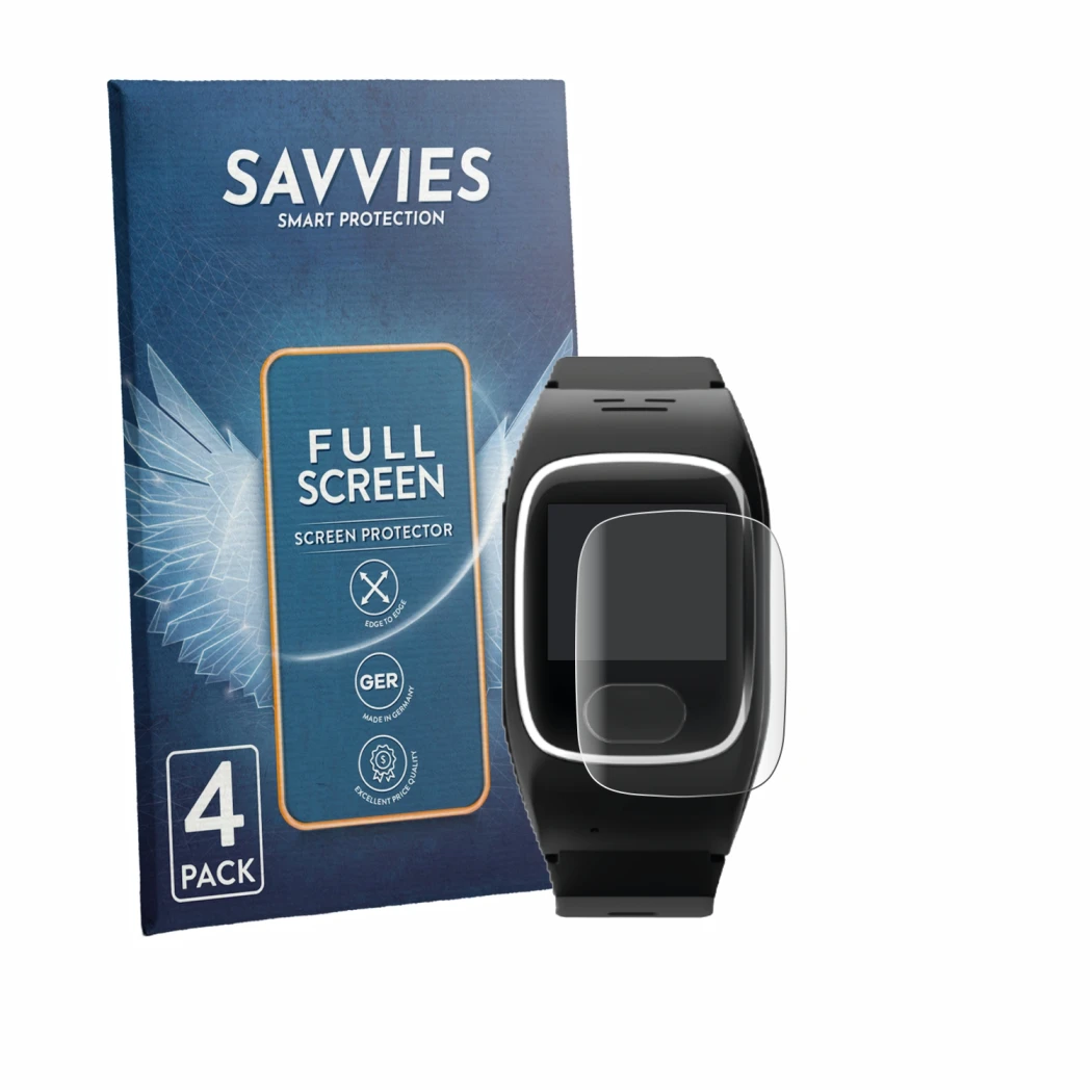 Parte frontal de un envase de producto con el logotipo de la marca Savvies. Al lado se muestra el dispositivo James B8 con su 