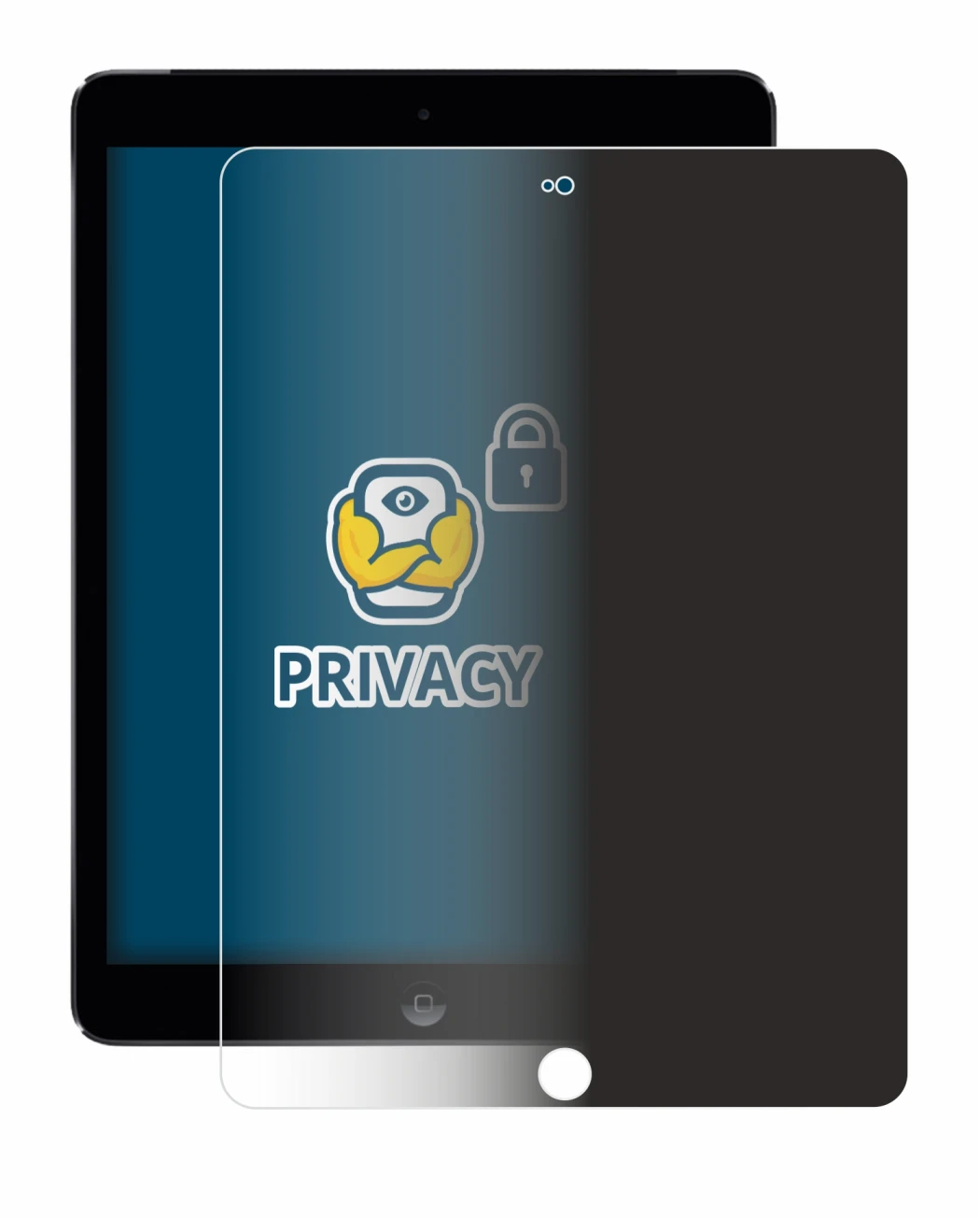 Imagen del dispositivo Apple iPad Air 2 2014 con una amplia variedad de protectores de pantalla.