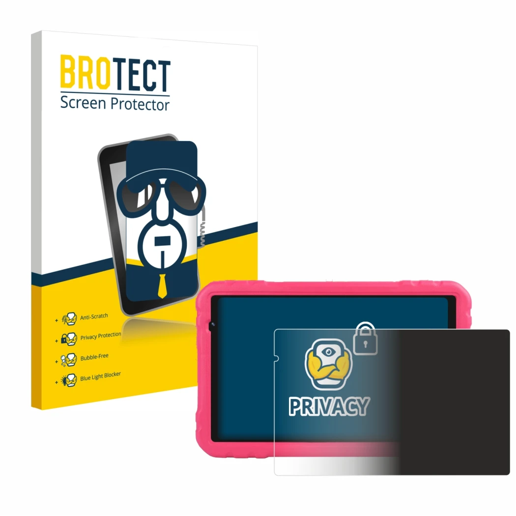 Parte frontal de un envase de producto con el logotipo de la marca BROTECT. Al lado se muestra el dispositivo Aocwei x500 con 