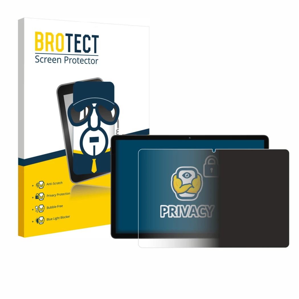 Parte frontal de un envase de producto con el logotipo de la marca BROTECT. Al lado se muestra el dispositivo Doogee U11 con s