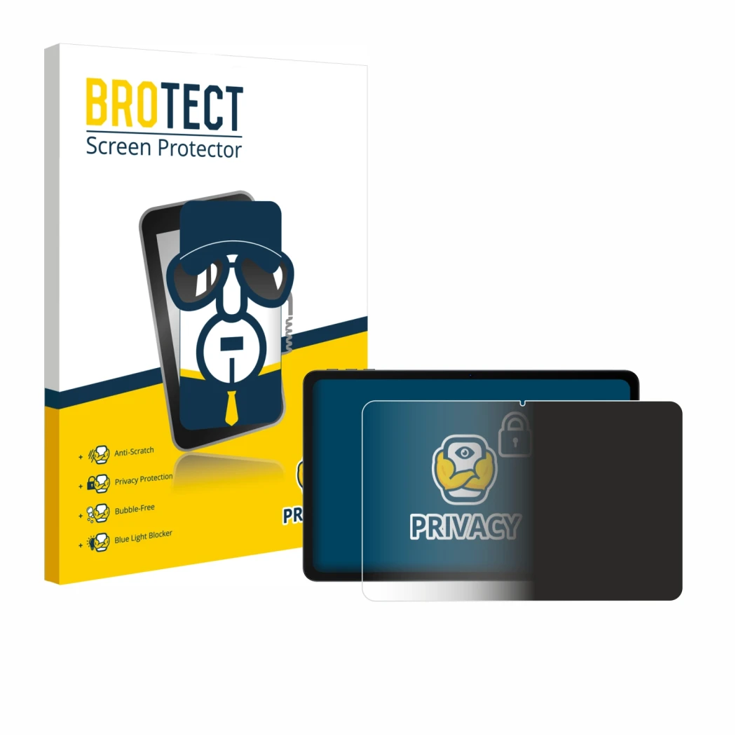 Parte frontal de un envase de producto con el logotipo de la marca BROTECT. Al lado se muestra el dispositivo Doogee U12 con s
