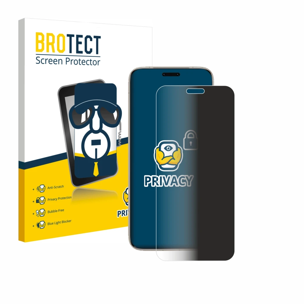 Parte frontal de un envase de producto con el logotipo de la marca BROTECT. Al lado se muestra el dispositivo Honor Magic 8 Pr