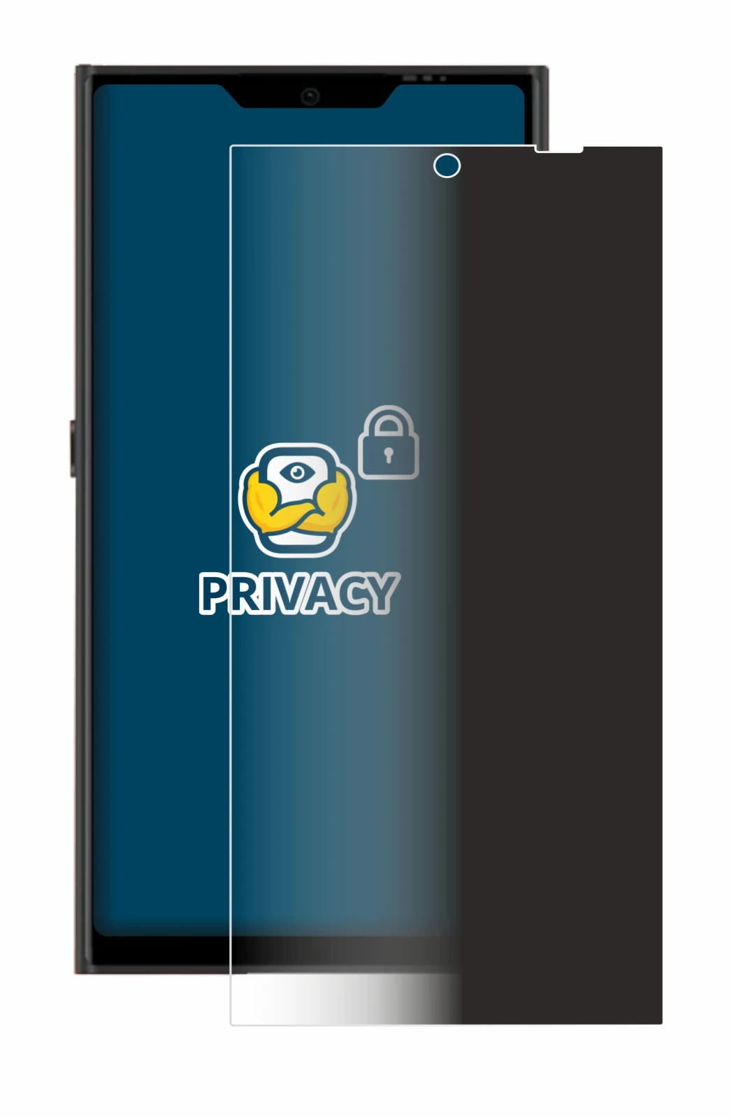 Imagen del dispositivo Jolla Phone con una amplia variedad de protectores de pantalla.