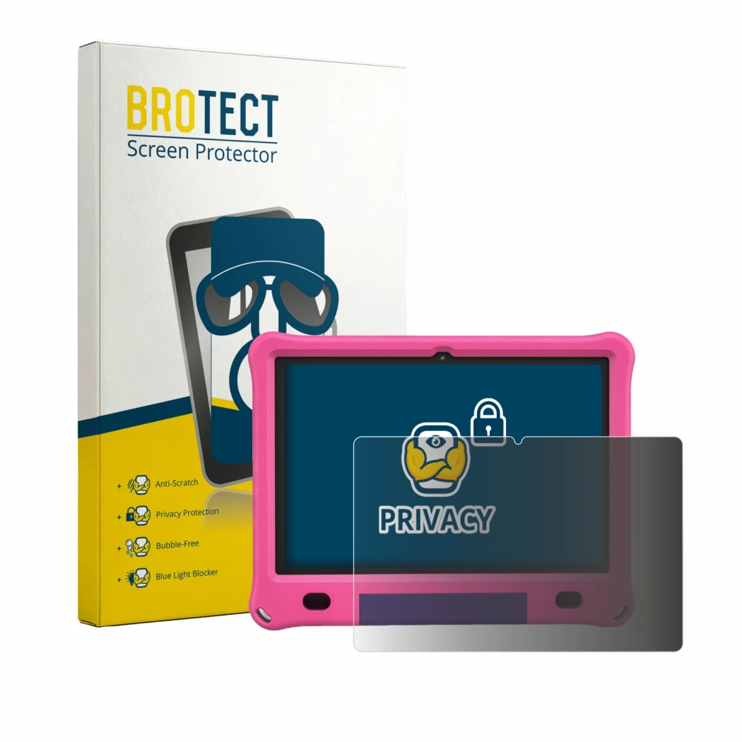 Parte frontal de un envase de producto con el logotipo de la marca BROTECT. Al lado se muestra el dispositivo Vasoun TAB 10 MA