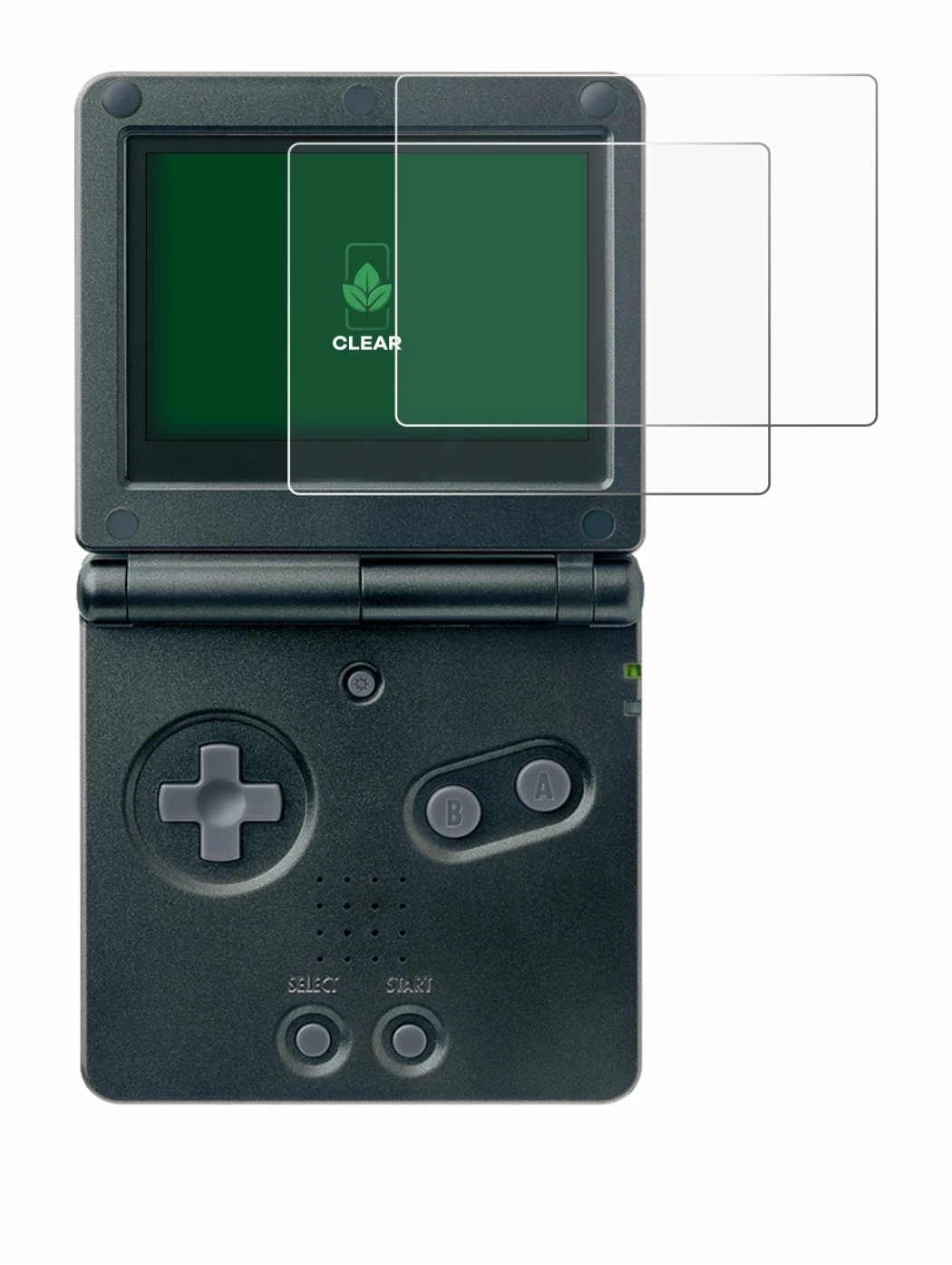 Imagen del dispositivo Nintendo Gameboy Advance GBA SP con una amplia variedad de protectores de pantalla.