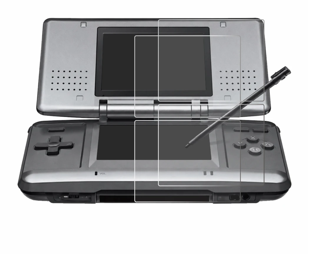 Imagen del dispositivo Nintendo DS con una amplia variedad de protectores de pantalla.