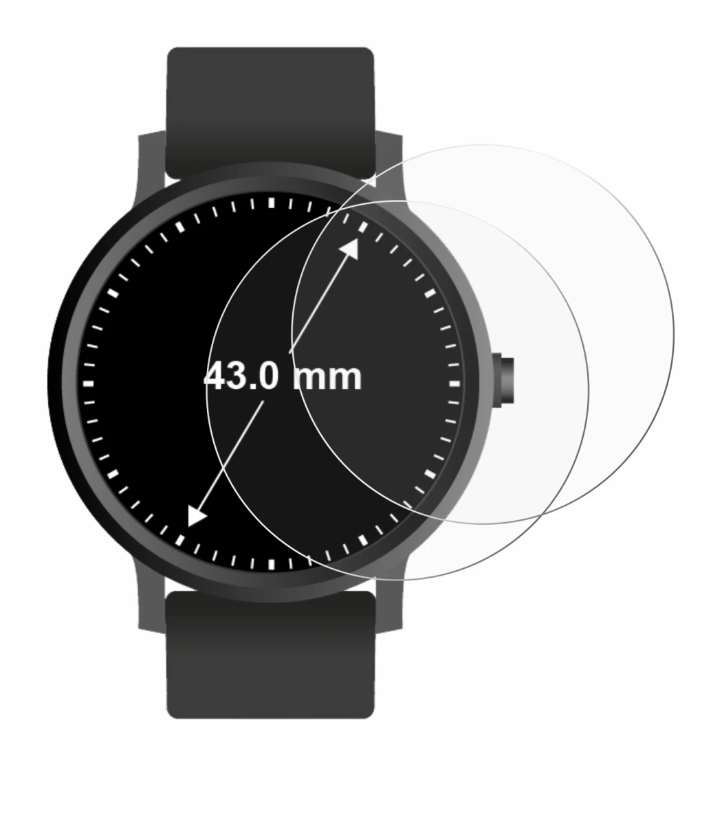 Imagen del dispositivo Relojes (Circular, ø: 43 mm) con una amplia variedad de protectores de pantalla.