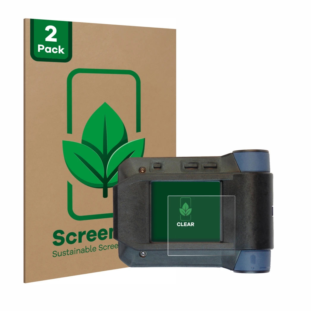 Parte frontal de un envase de producto con el logotipo de la marca ScreenLeaf. Al lado se muestra el dispositivo Swissphone s.