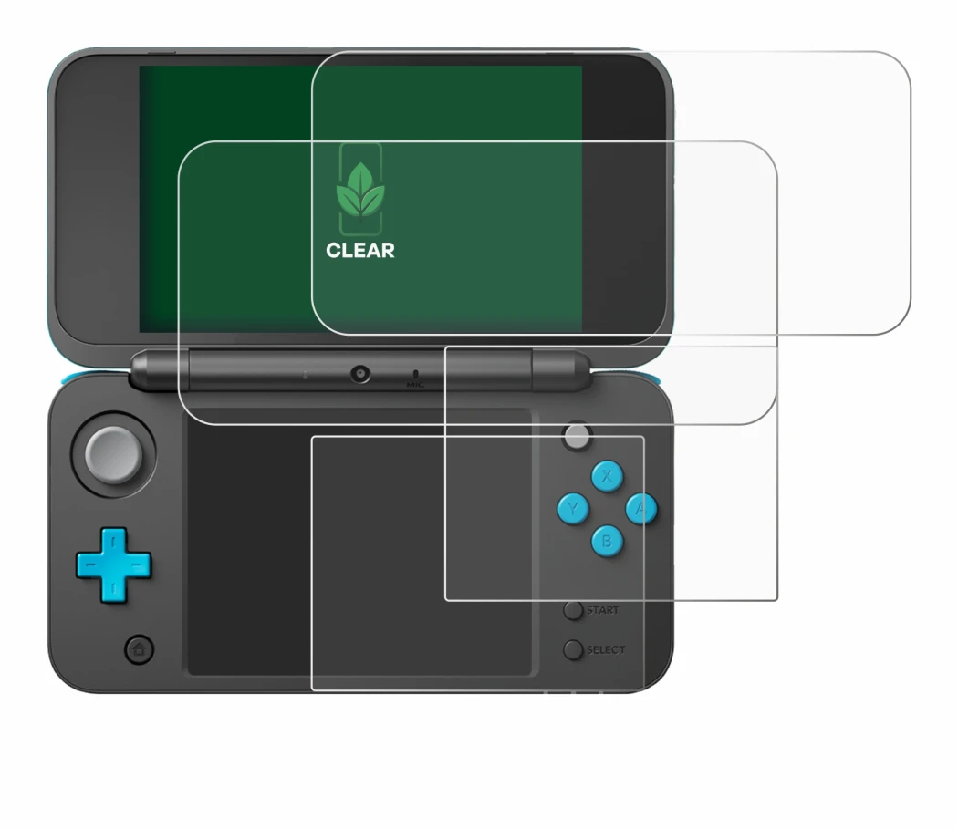 Imagen del dispositivo New Nintendo 2DS XL con una amplia variedad de protectores de pantalla.