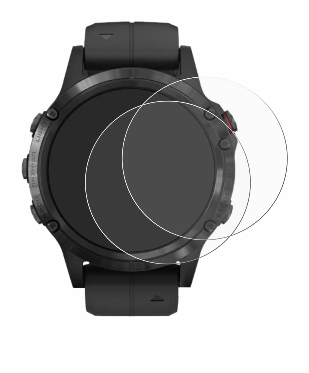 Imagen del dispositivo Garmin Fenix 5 Plus (47 mm) con una amplia variedad de protectores de pantalla.