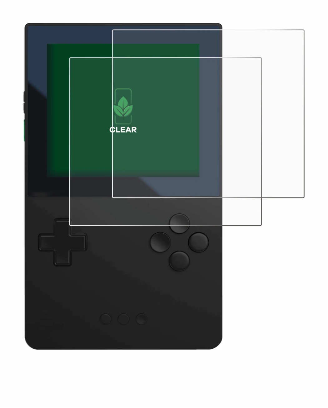 Imagen del dispositivo Analogue Pocket con una amplia variedad de protectores de pantalla.