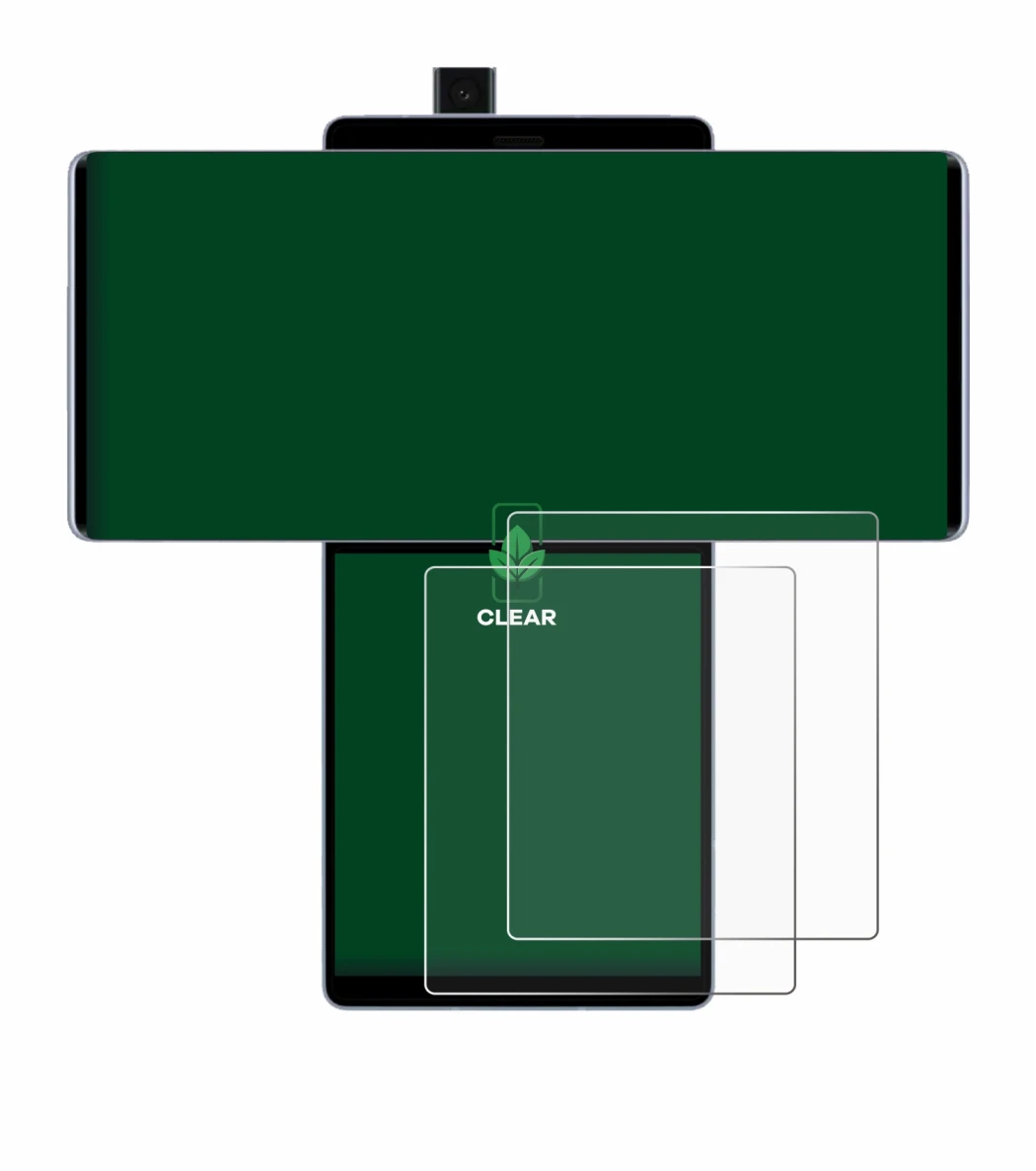 Imagen del dispositivo LG Wing (Pantalla trasera) con una amplia variedad de protectores de pantalla.