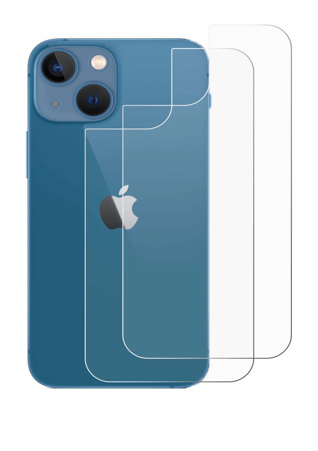 Imagen del dispositivo Apple iPhone 13 mini (Trasero) con una amplia variedad de protectores de pantalla.