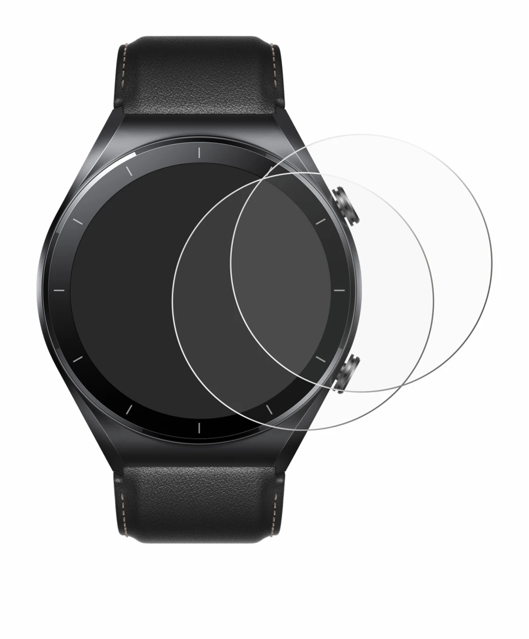 Imagen del dispositivo Xiaomi Watch S1 con una amplia variedad de protectores de pantalla.