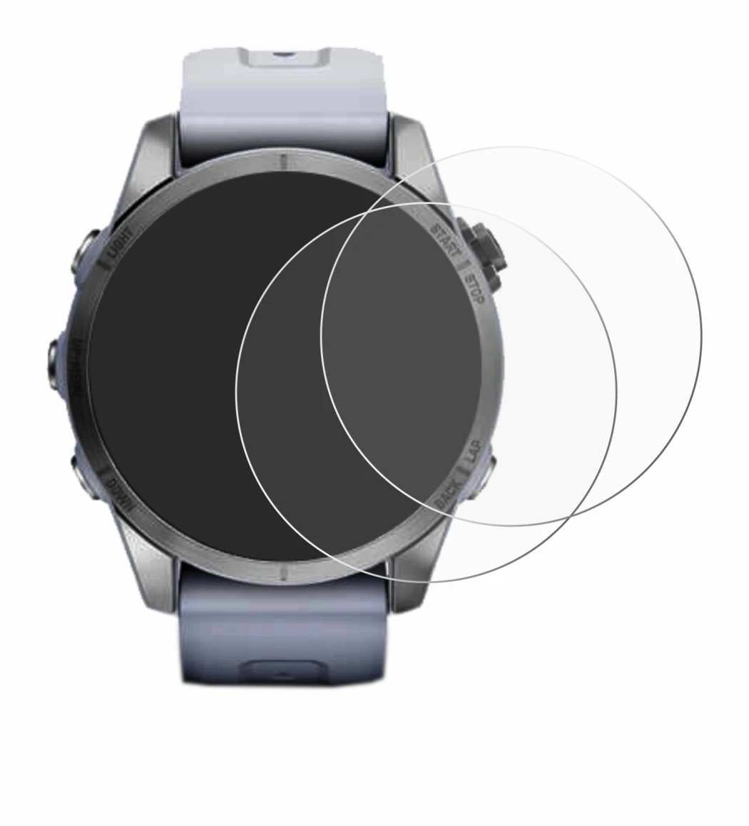 Imagen del dispositivo Garmin Fenix 7S (42 mm) con una amplia variedad de protectores de pantalla.