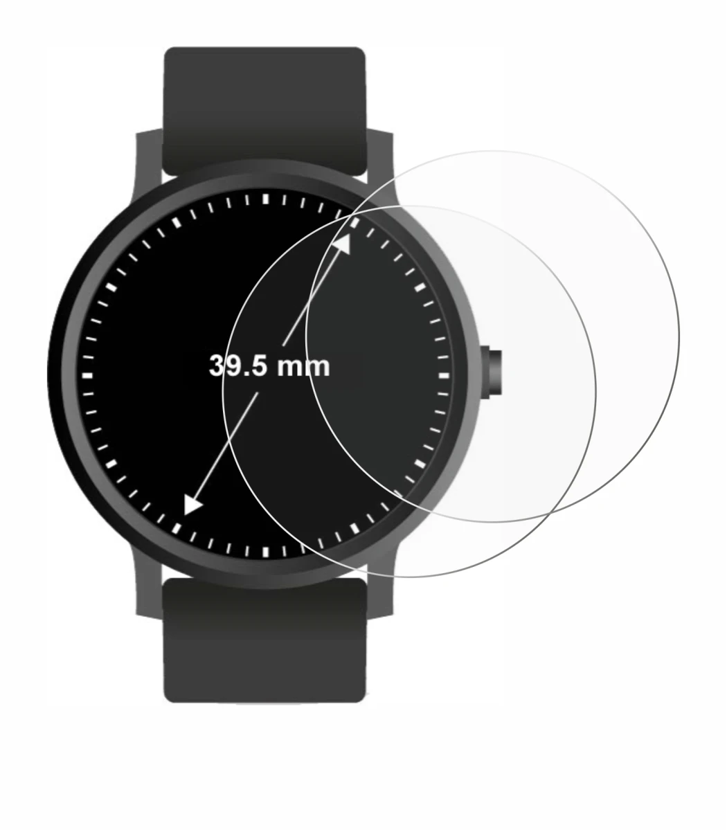 Imagen del dispositivo Circular Displays (ø: 39.5 mm) con una amplia variedad de protectores de pantalla.