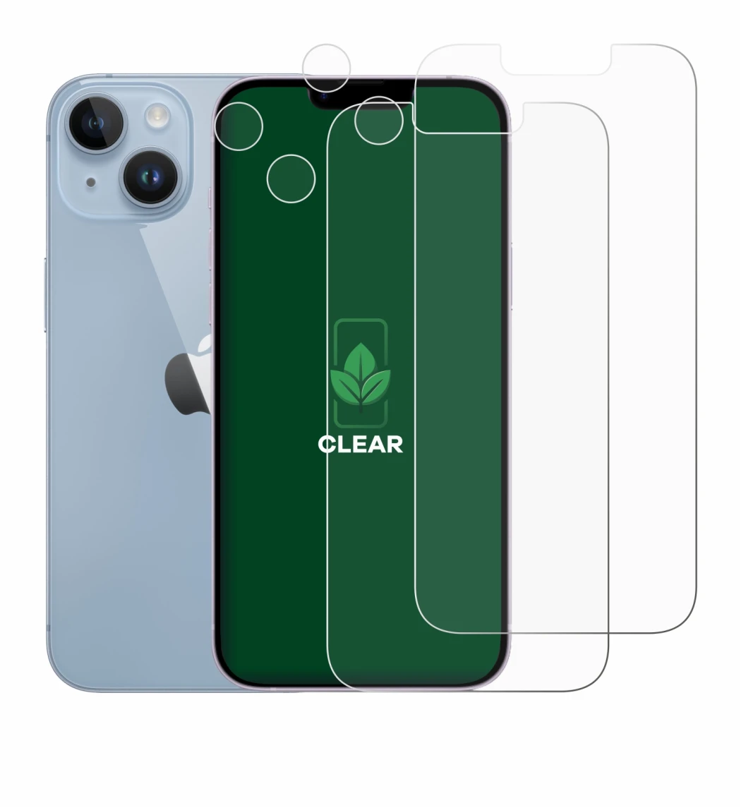 Imagen del dispositivo Apple iPhone 14 (Frontal+Cámara) con una amplia variedad de protectores de pantalla.