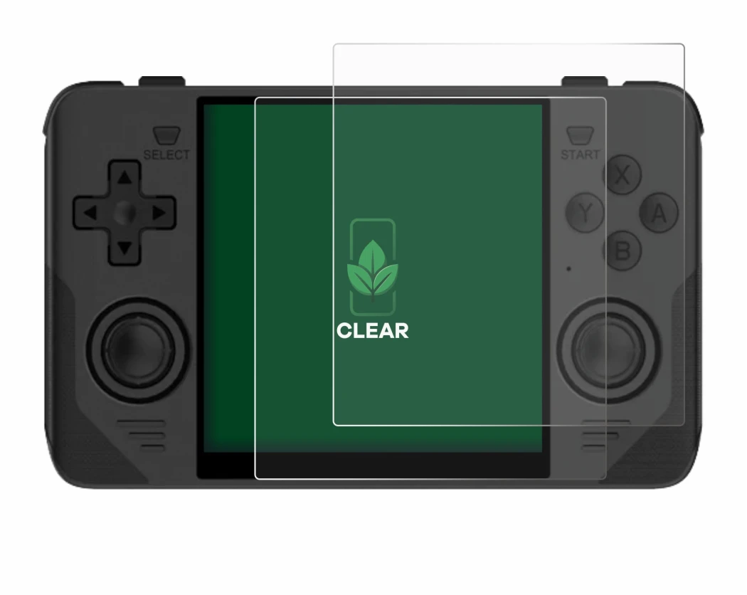 Imagen del dispositivo Powkiddy RGB30 con una amplia variedad de protectores de pantalla.