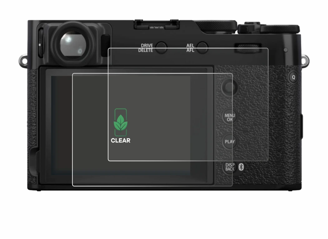 Imagen del dispositivo Fujifilm X100VI con una amplia variedad de protectores de pantalla.