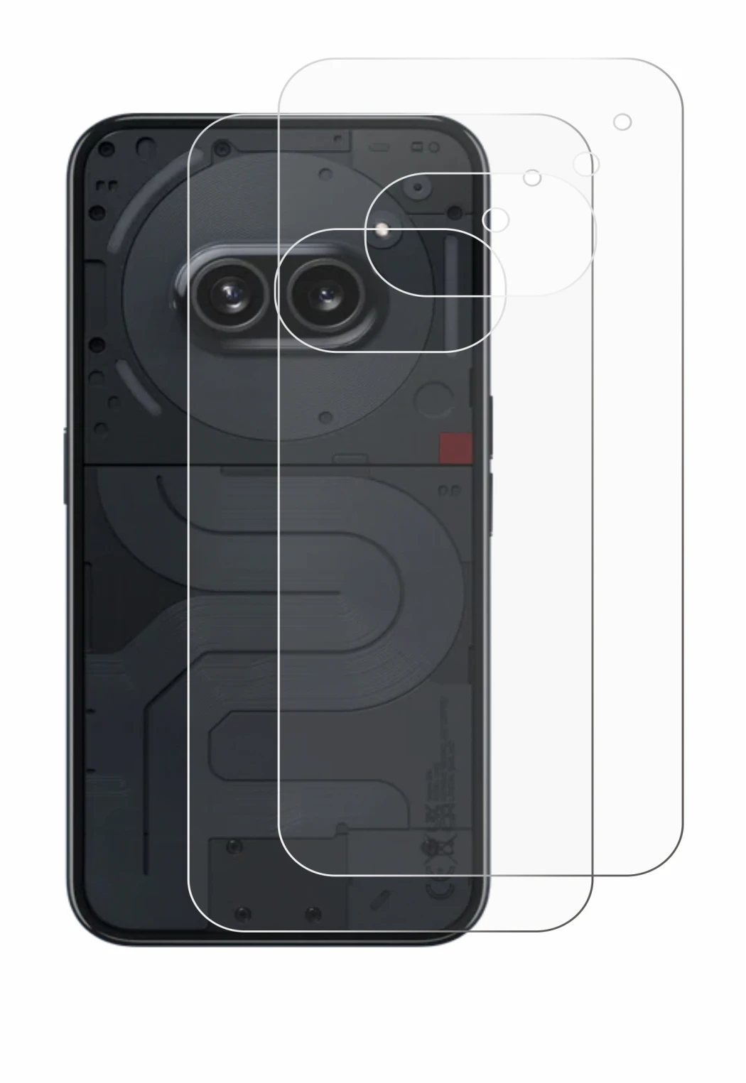 Imagen del dispositivo Nothing Phone (2a) (Trasero) con una amplia variedad de protectores de pantalla.