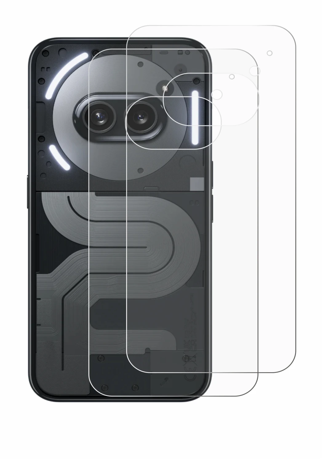 Imagen del dispositivo Nothing Phone (2a) Plus (Trasero) con una amplia variedad de protectores de pantalla.