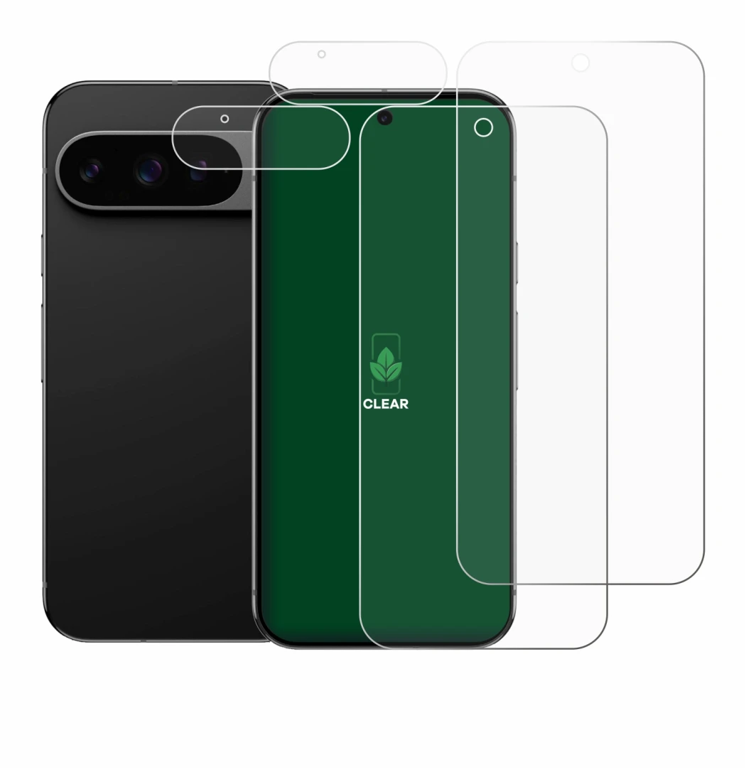 Imagen del dispositivo Google Pixel 9 Pro XL (Frontal+Cámara) con una amplia variedad de protectores de pantalla.