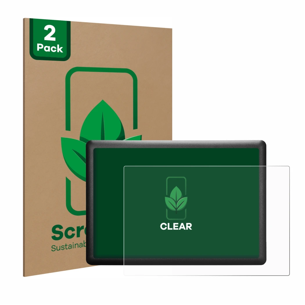 Parte frontal de un envase de producto con el logotipo de la marca ScreenLeaf. Al lado se muestra el dispositivo Wacom One S C