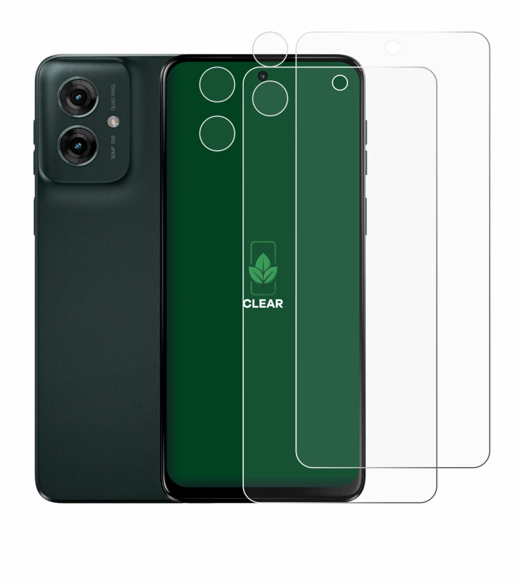 Imagen del dispositivo Motorola Moto G55 (Frontal+Cámara) con una amplia variedad de protectores de pantalla.