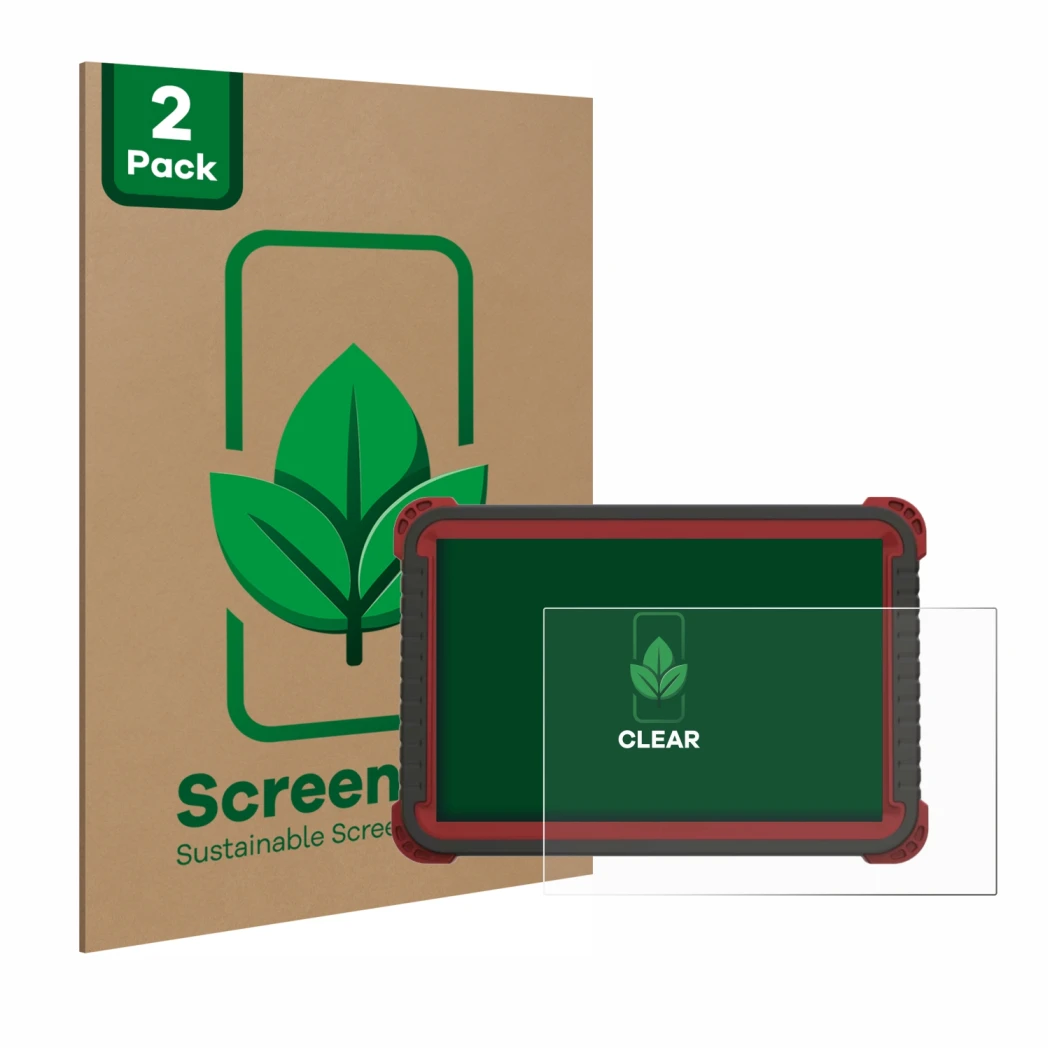 Parte frontal de un envase de producto con el logotipo de la marca ScreenLeaf. Al lado se muestra el dispositivo Thinktool Mas