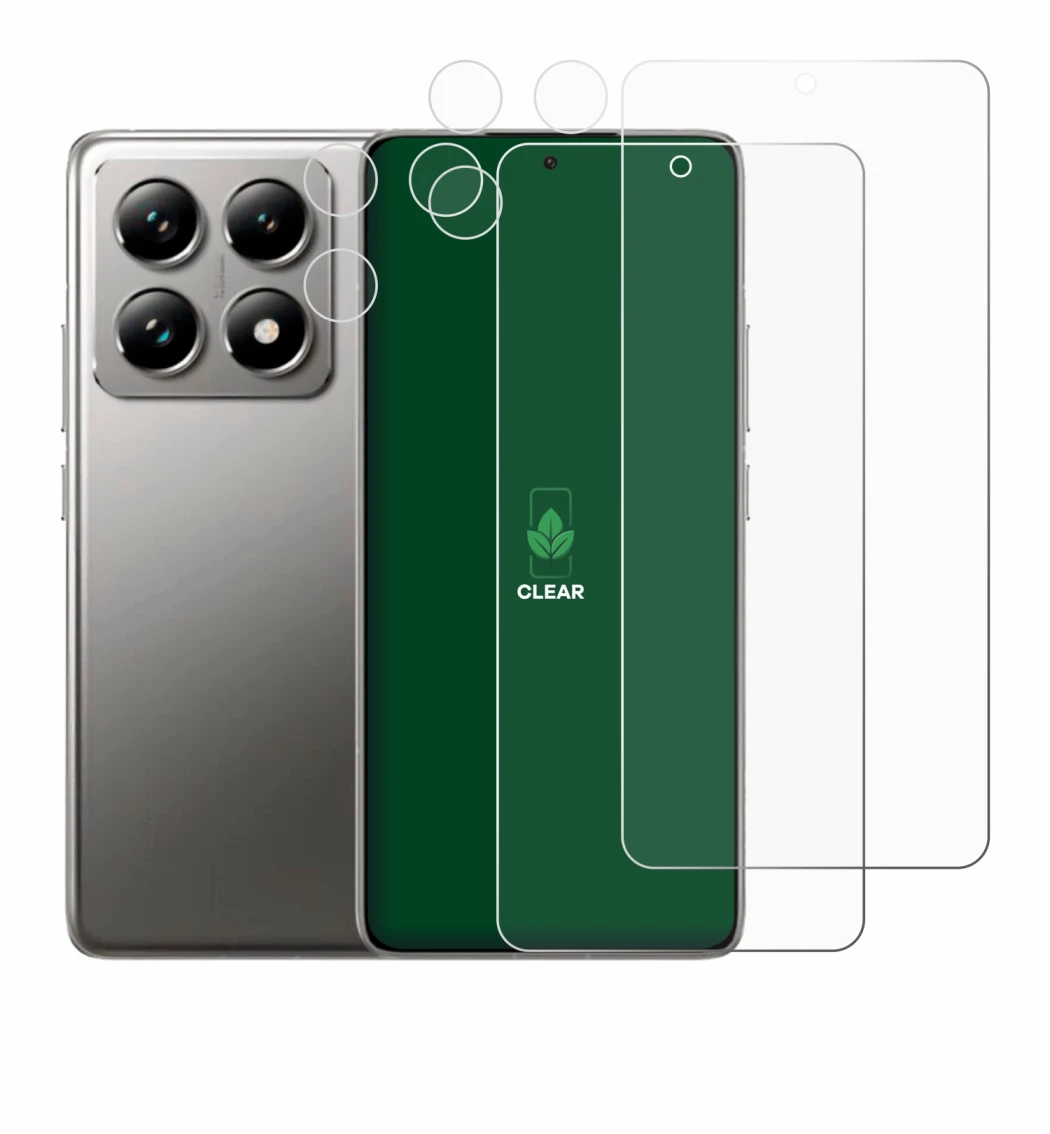 Imagen del dispositivo Xiaomi 14T Pro (Frontal+Cámara) con una amplia variedad de protectores de pantalla.