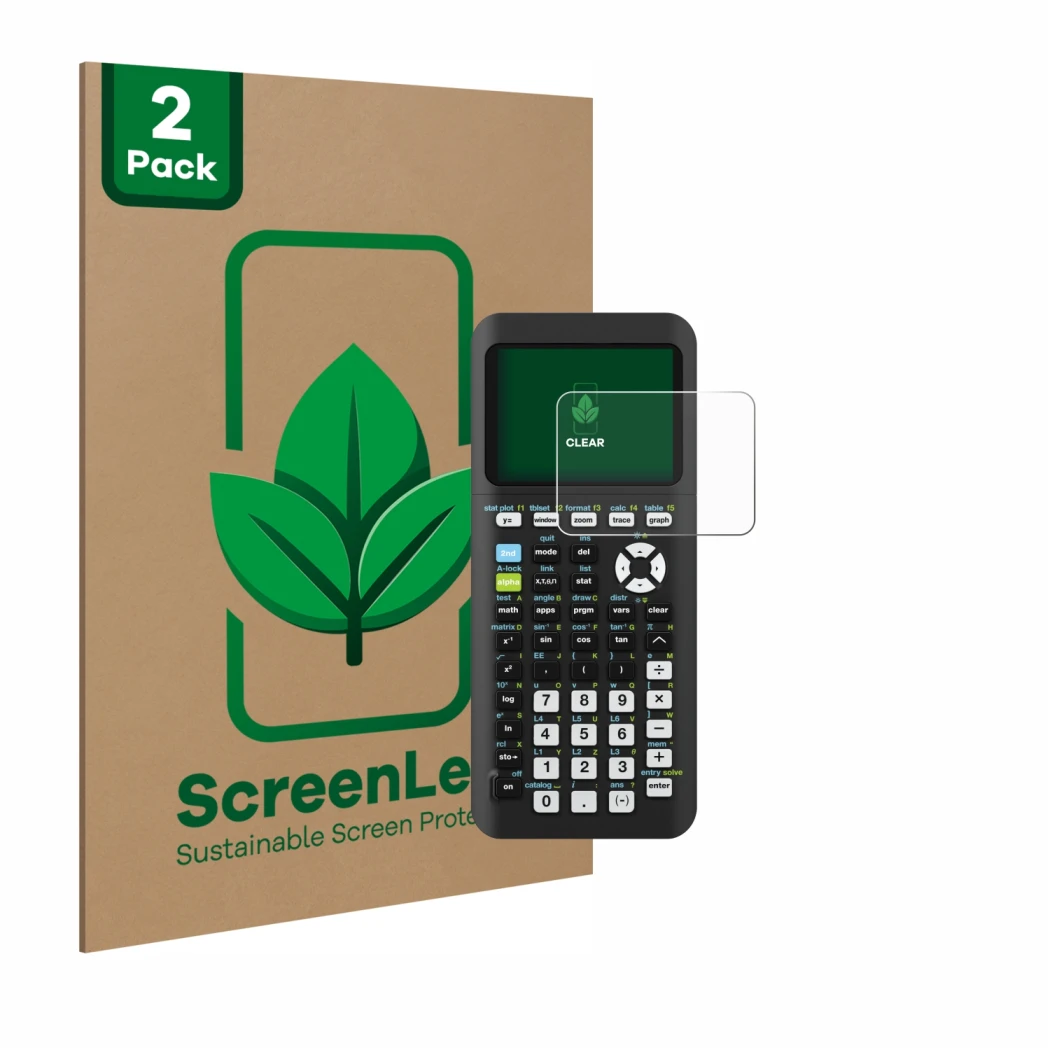 Parte frontal de un envase de producto con el logotipo de la marca ScreenLeaf. Al lado se muestra el dispositivo Texas Instrum