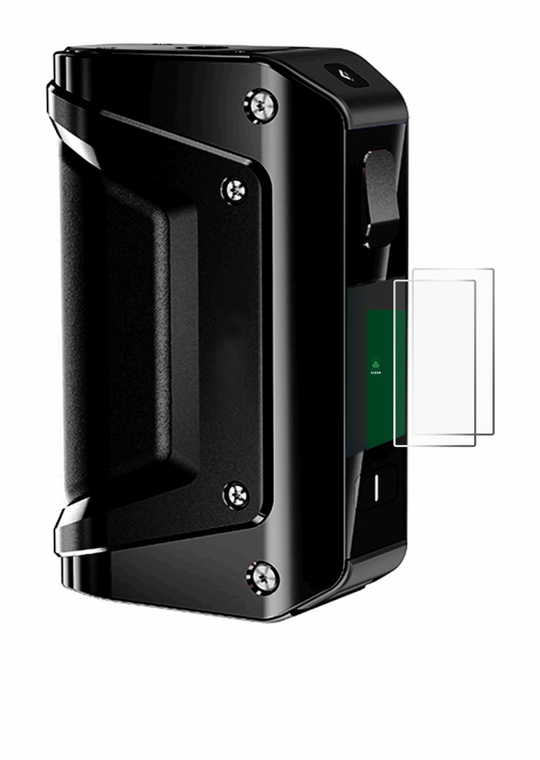 Imagen del dispositivo geekvape Aegis 3 con una amplia variedad de protectores de pantalla.