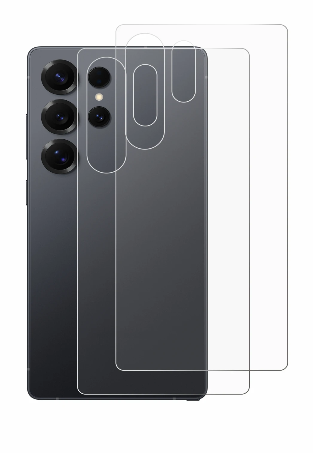 Imagen del dispositivo Samsung Galaxy S25 Ultra Enterprise Edition (Trasero) con una amplia variedad de protectores de pantall