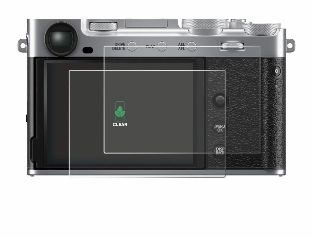 Imagen del dispositivo Fujifilm X-E5 con una amplia variedad de protectores de pantalla.