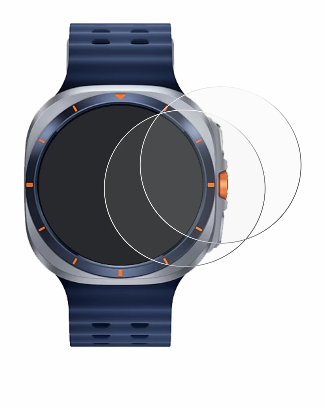 Imagen del dispositivo Samsung Galaxy Watch Ultra 2 (47 mm) con una amplia variedad de protectores de pantalla.