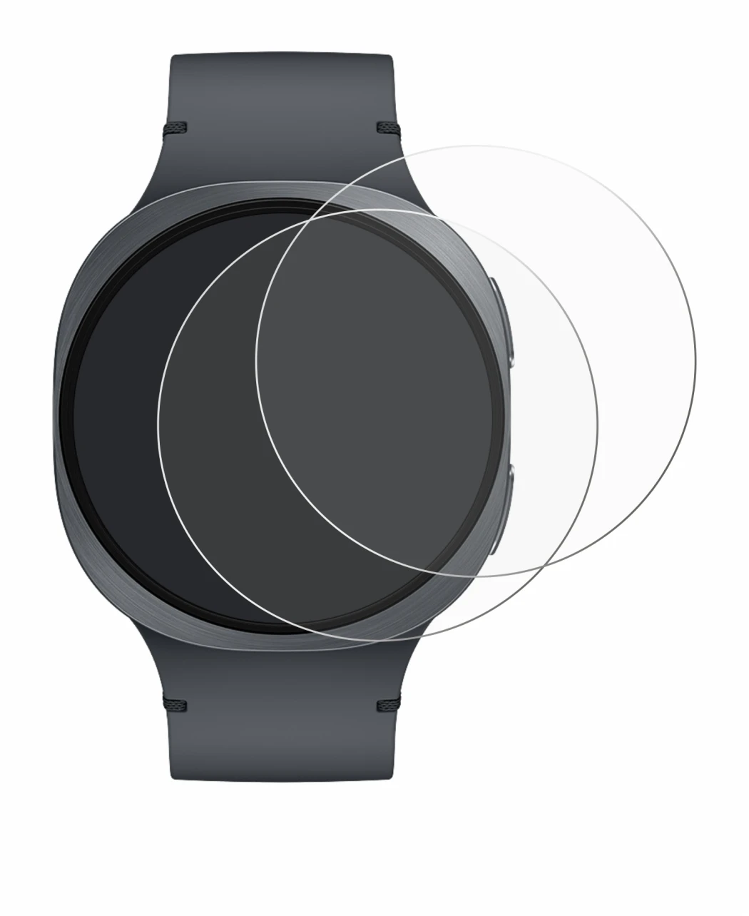 Imagen del dispositivo Samsung Galaxy Watch 8 (44 mm) con una amplia variedad de protectores de pantalla.