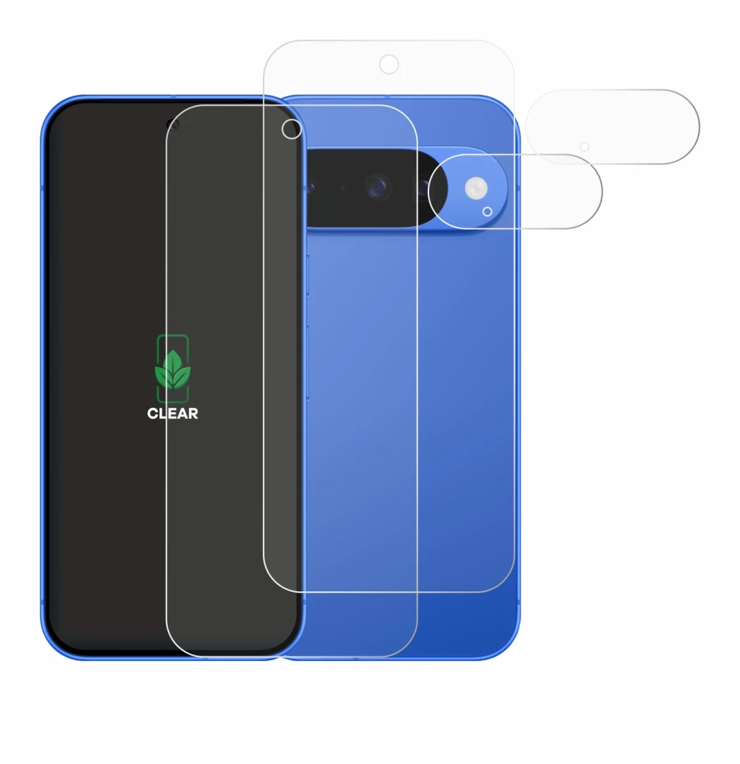 Imagen del dispositivo Google Pixel 10 (Frontal+Cámara) con una amplia variedad de protectores de pantalla.