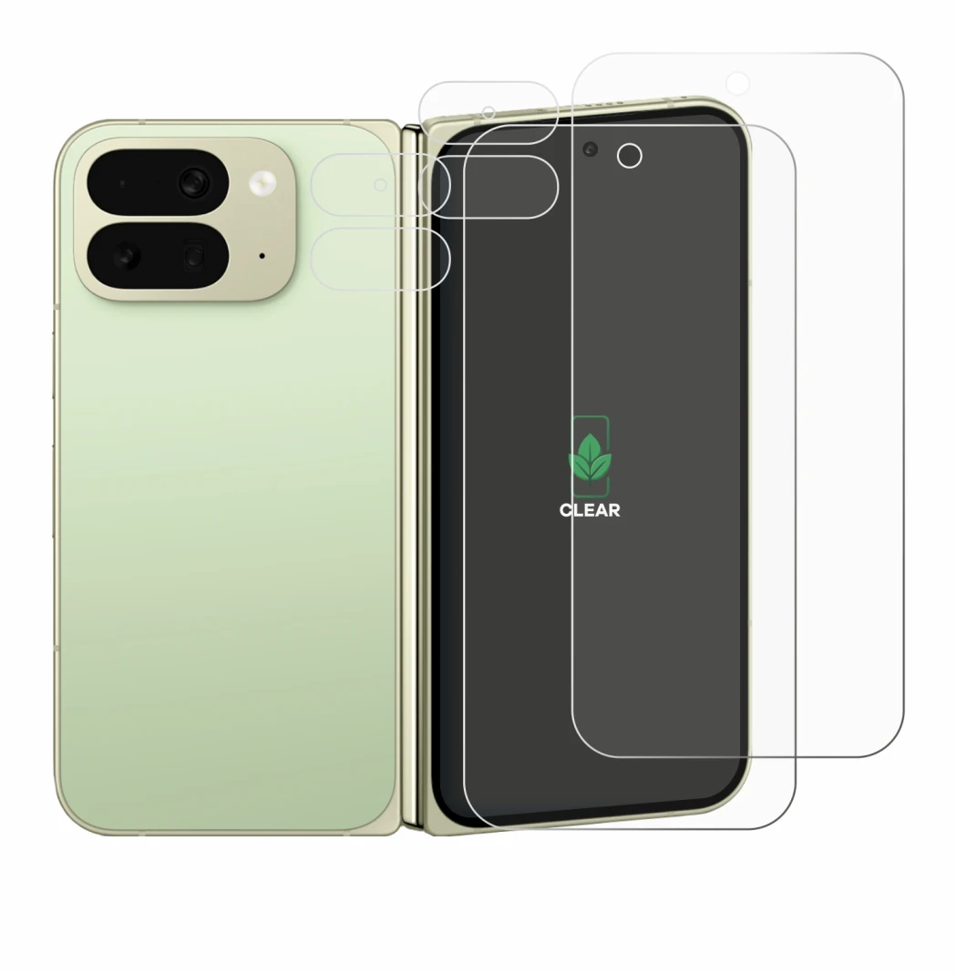 Imagen del dispositivo Google Pixel 10 Pro Fold (Frontal+Cámara) con una amplia variedad de protectores de pantalla.