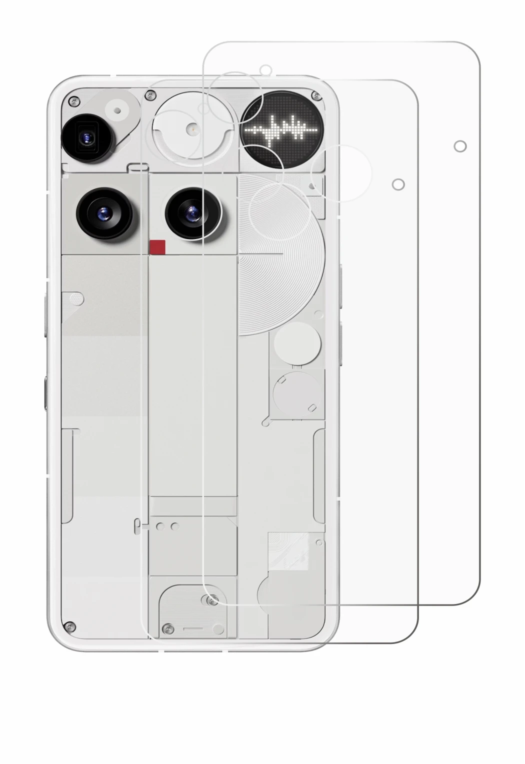 Imagen del dispositivo Nothing Phone (3) (Trasero) con una amplia variedad de protectores de pantalla.