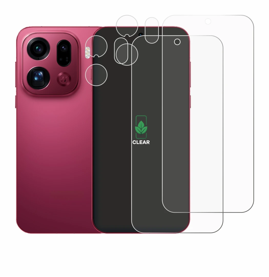 Imagen del dispositivo Oppo Find X9 Pro (Frontal+Cámara) con una amplia variedad de protectores de pantalla.