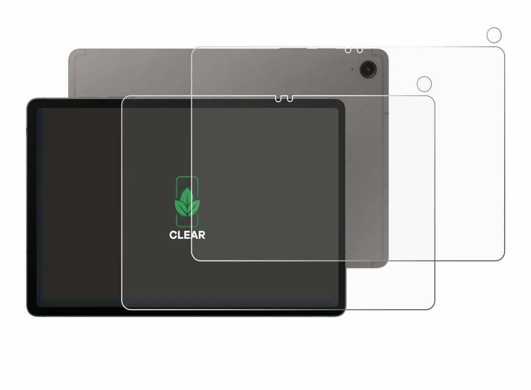 Imagen del dispositivo Samsung Galaxy Tab S9 FE (Frontal+Cámara) con una amplia variedad de protectores de pantalla.